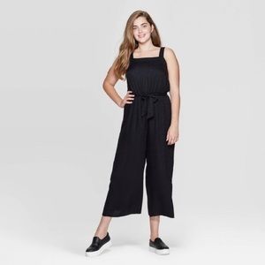 Animal Cheetah Print Black Cropped Jumpsuit